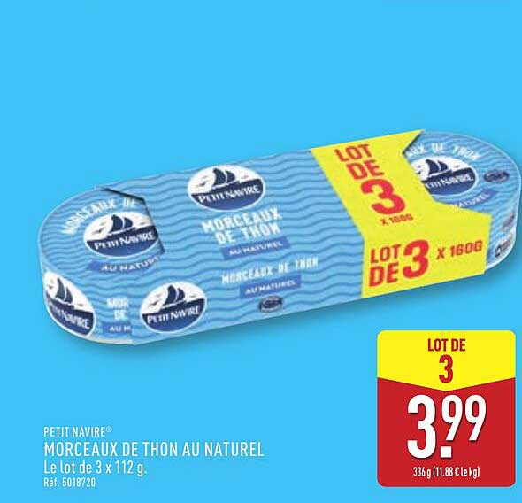 Morceaux de thon au naturel - Lot de 3 x 112 g