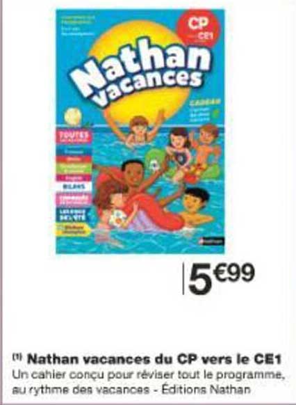Nathan vacances du CP vers le CE1