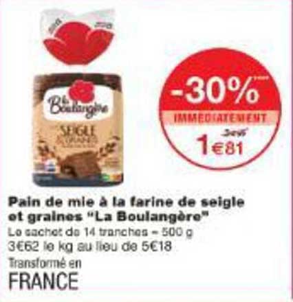 Pain de mie à la farine de seigle et graines "La Boulangère"