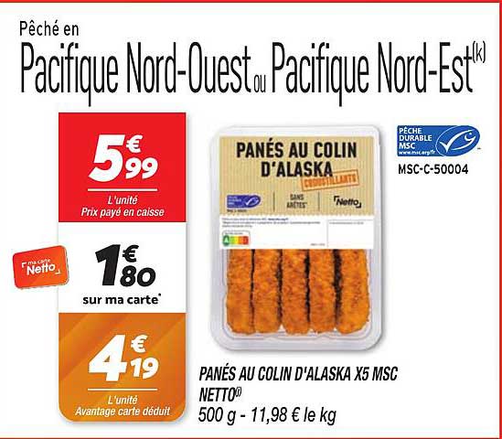 PANÉS AU COLIN D'ALASKA X5 MSC NETTO