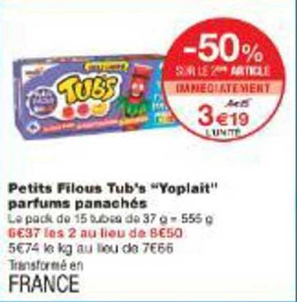 Petits Filous Tub's "Yoplait" parfums panachés