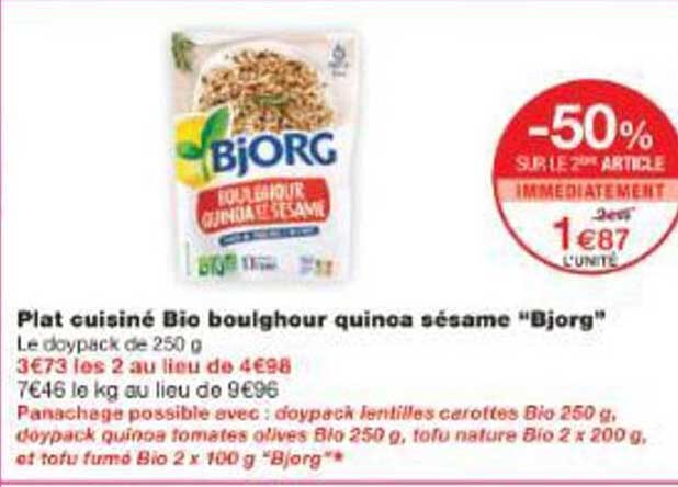 Plat cuisiné Bio boulghour quinoa sésame "Bjorg"