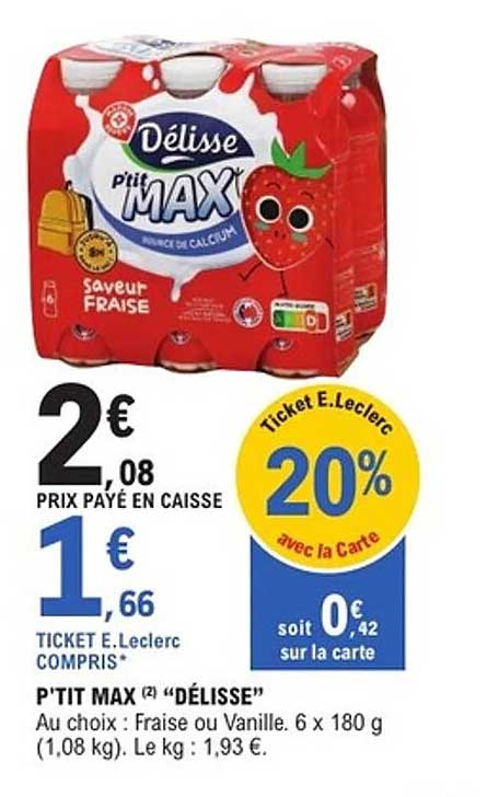 P'TIT MAX "DÉLISSE" Saveur Fraise