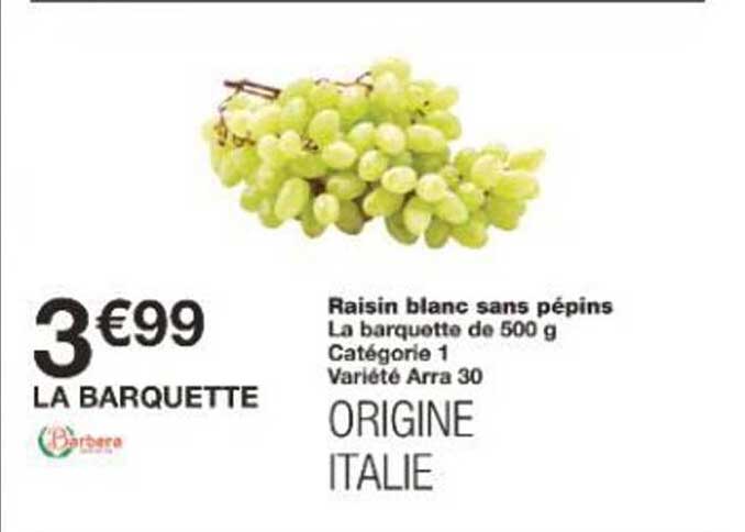Raisin blanc sans pépins