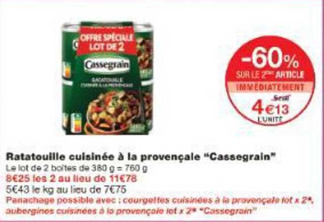 Ratatouille cuisinée à la provençale "Cassegrain"
