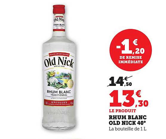 RHUM BLANC OLD NICK 40°