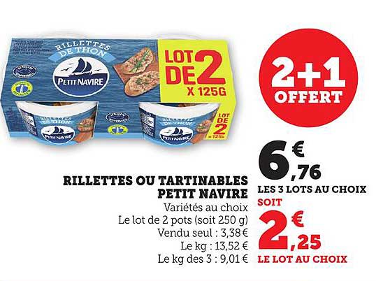 RILLETTES OU TARTINABLES PETIT NAVIRE