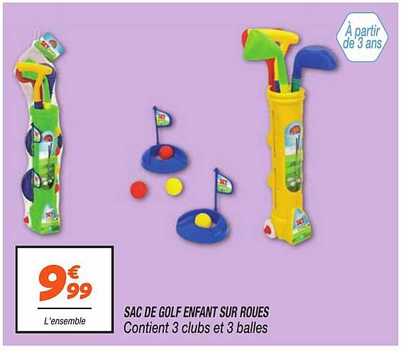 SAC DE GOLF ENFANT SUR ROUES