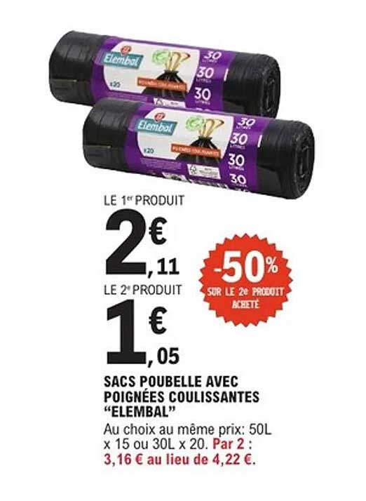 SACS POUBELLE AVEC POIGNÉES COULISSANTES “ELEMBAL”