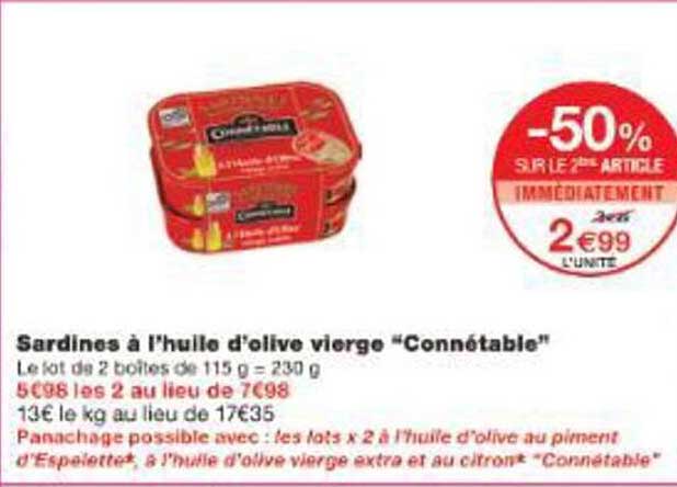 Sardines à l'huile d'olive vierge "Connétable"