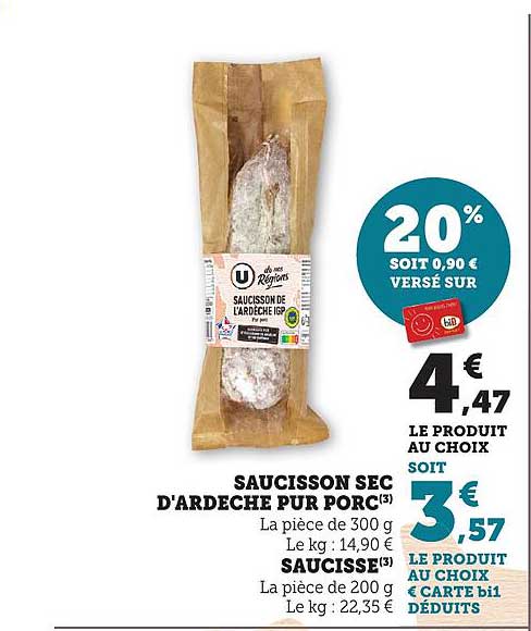 SAUCISSON SEC D'ARDECHE PUR PORC