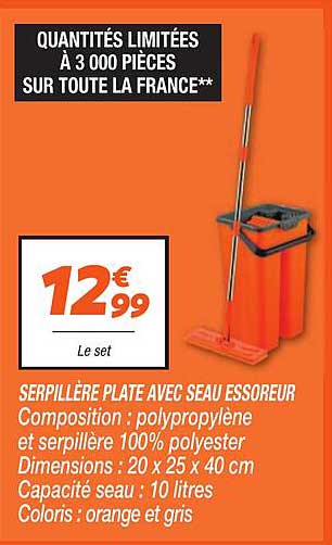 SERPILLIÈRE PLATE AVEC SEAU ESSOREUR