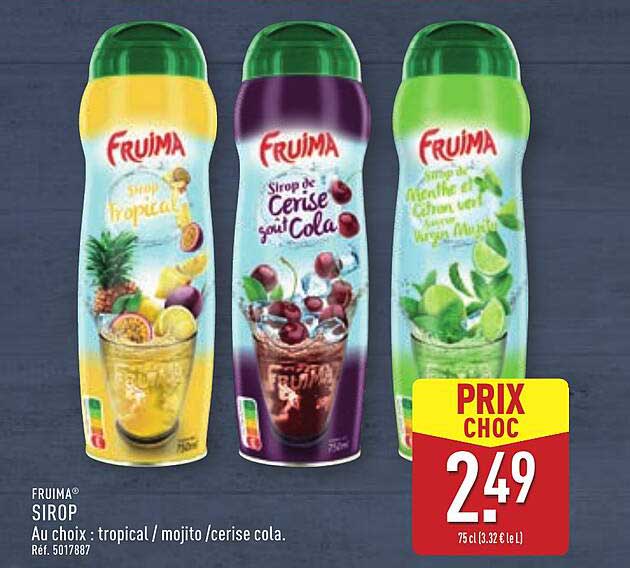 Sirop Fruima au choix : tropical / mojito / cerise cola