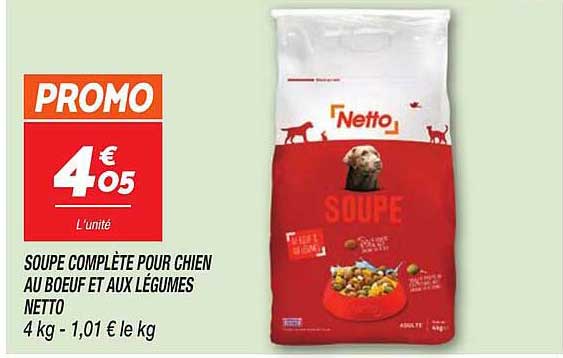 Soupe complète pour chien au boeuf et aux légumes Netto