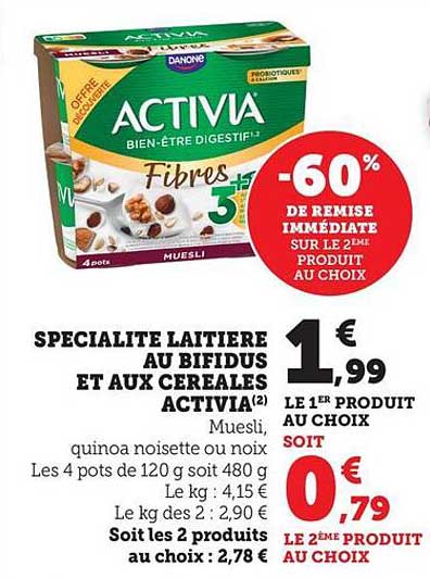 SPECIALITE LAITIERE AU BIFIDUS ET AUX CEREALES ACTIVIA