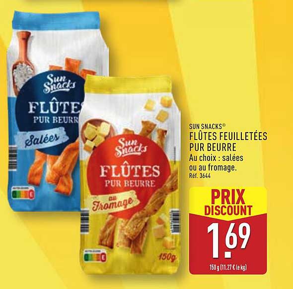 SUN SNACKS® FLÛTES FEUILLETÉES PUR BEURRE
