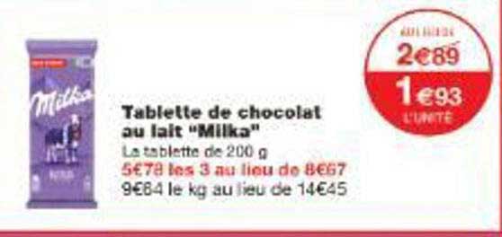Tablette de chocolat au lait "Milka"