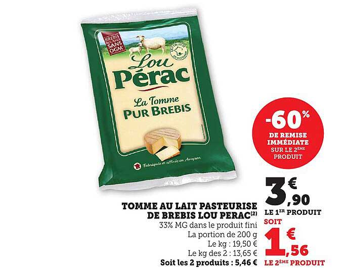 TOMME AU LAIT PASTEURISÉ DE BREBIS LOU PÉRAC