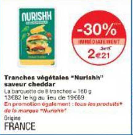 Tranches végétales "Nurishh" saveur cheddar