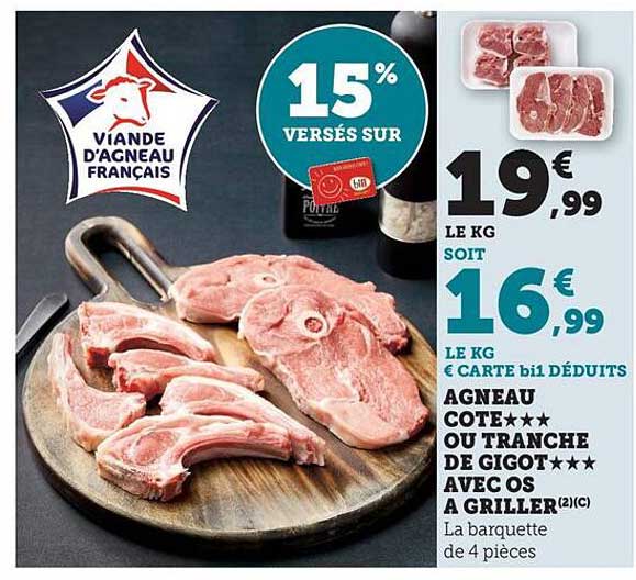 Viande d'Agneau Français - 15% Versés Sur