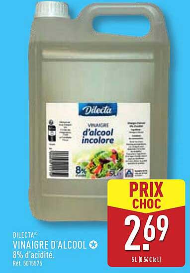 VINAIGRE D'ALCOOL 8% D'ACIDITÉ 5L