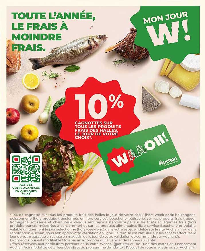 10% cagnotés sur tous les produits frais des halles, le jour de votre choix*