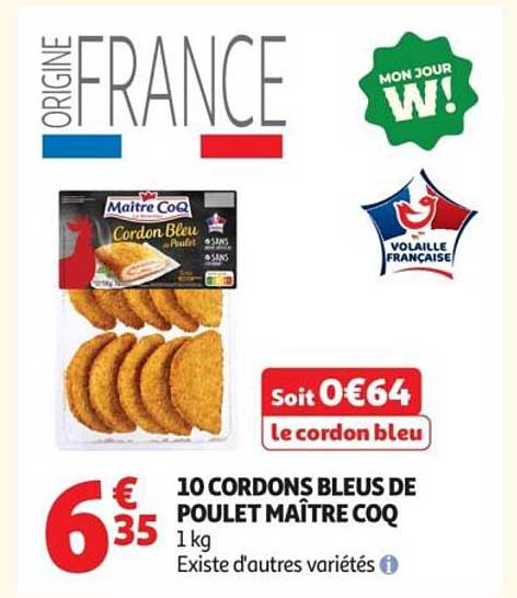 10 CORDONS BLEUS DE POULET MAÎTRE COQ