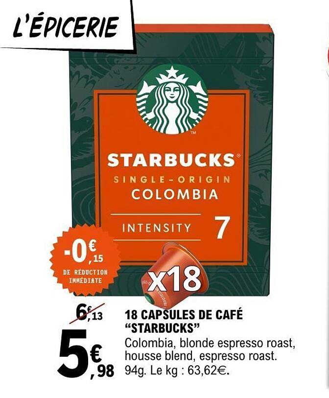 18 CAPSULES DE CAFÉ “STARBUCKS”