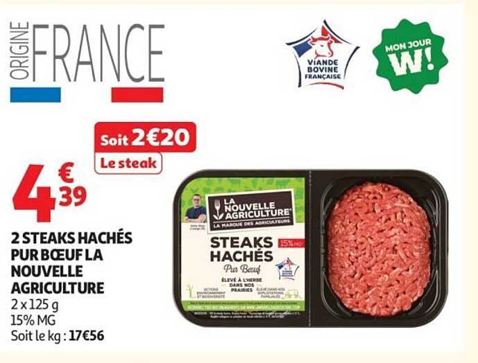 2 STEAKS HACHÉS PUR BŒUF LA NOUVELLE AGRICULTURE