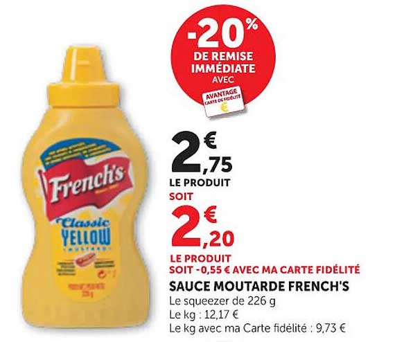 -20% DE REMISE IMMÉDIATE AVEC AVANTAGE CARTE ET FIDÉLITÉ