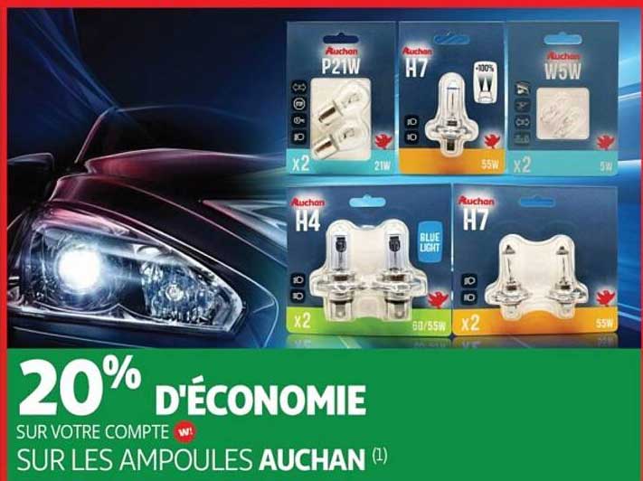 20% D’ÉCONOMIE SUR VOTRE COMPTE W* SUR LES AMPOULES AUCHAN (1)
