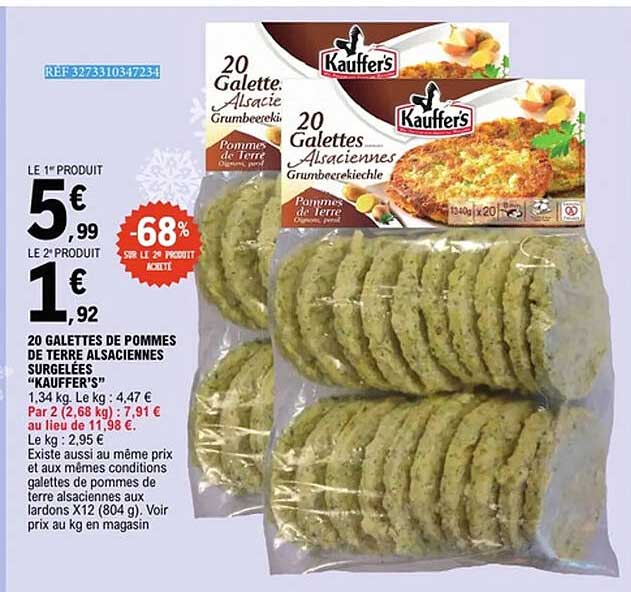 20 GALETTES DE POMMES DE TERRE ALSACIENNES SURGELÉES «KAUFFER’S»