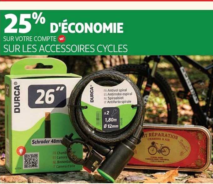 25% D'ÉCONOMIE SUR VOTRE COMPTE W! SUR LES ACCESSOIRES CYCLES