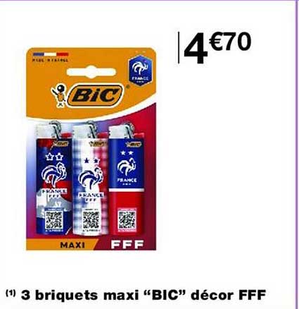 3 briquets maxi “BIC” décor FFF