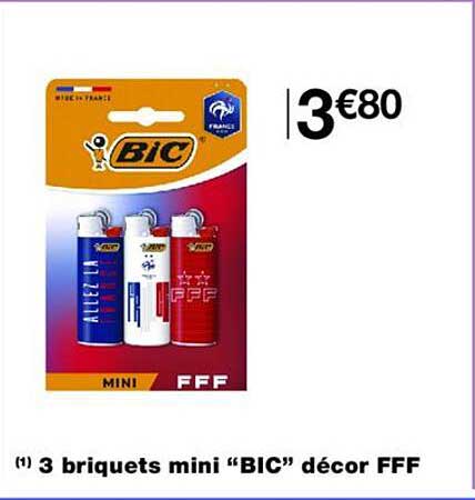 3 briquets mini “BIC” décor FFF