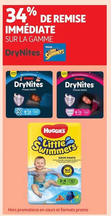 34% DE REMISE IMMÉDIATE SUR LA GAMME DryNites Huggies Little Swimmers