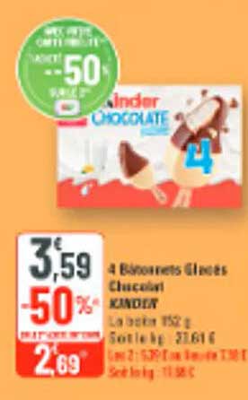4 Bâtonnets glacés Choclat KINDER