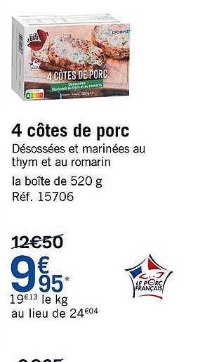 4 côtes de porc