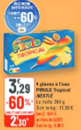 4 glaces à l'eau PIRULO Tropical NESTLÉ