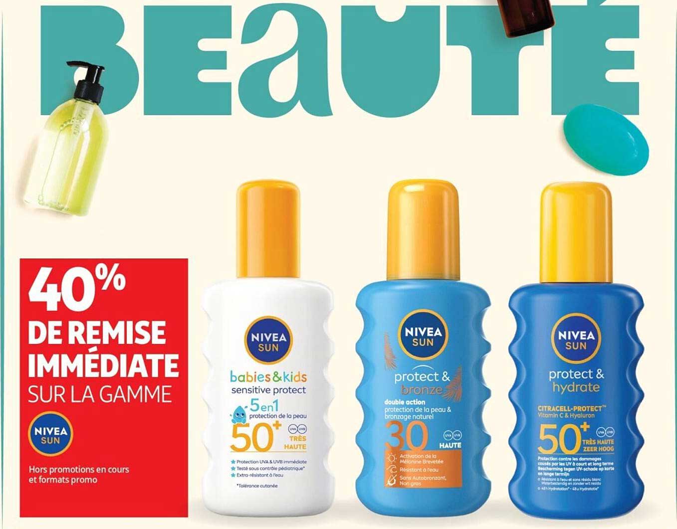 40% DE REMISE IMMÉDIATE SUR LA GAMME NIVEA SUN