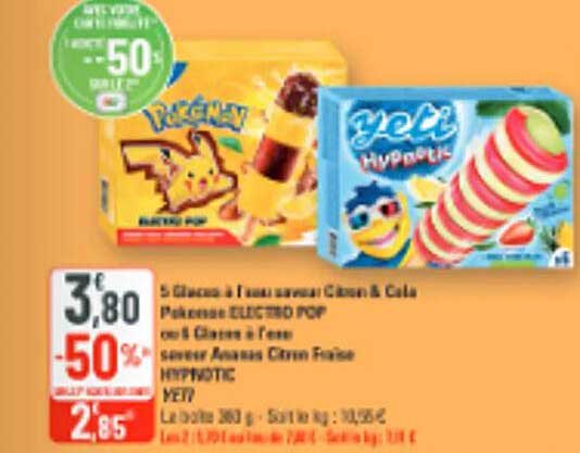 5 Glaces à l’eau saveur Citron & Cola Pokémon ELECTRO VW et 5 Glaces à l’eau saveur Ananas Citron Fraise HYPNOTIC VTF