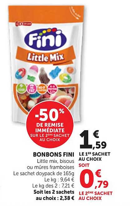 -50% DE REMISE IMMEDIATE SUR LE 2ÈME SACHET AU CHOIX