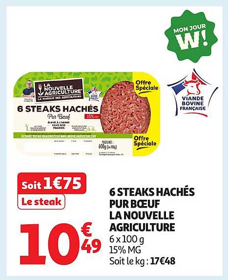 6 STEAKS HACHÉS PUR BŒUF LA NOUVELLE AGRICULTURE