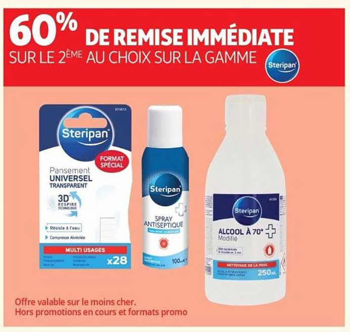 60% DE REMISE IMMÉDIATE SUR LE 2ÈME AU CHOIX SUR LA GAMME Steripan