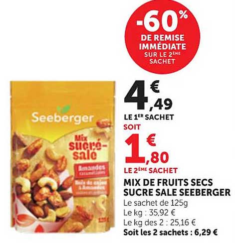 -60% DE REMISE IMMÉDIATE SUR LE 2ÈME SACHET