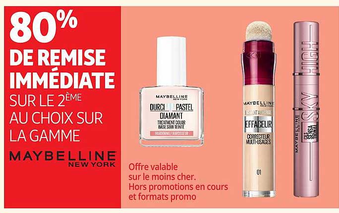 80% DE REMISE IMMÉDIATE SUR LE 2ÈME AU CHOIX SUR LA GAMME MAYBELLINE NEW YORK