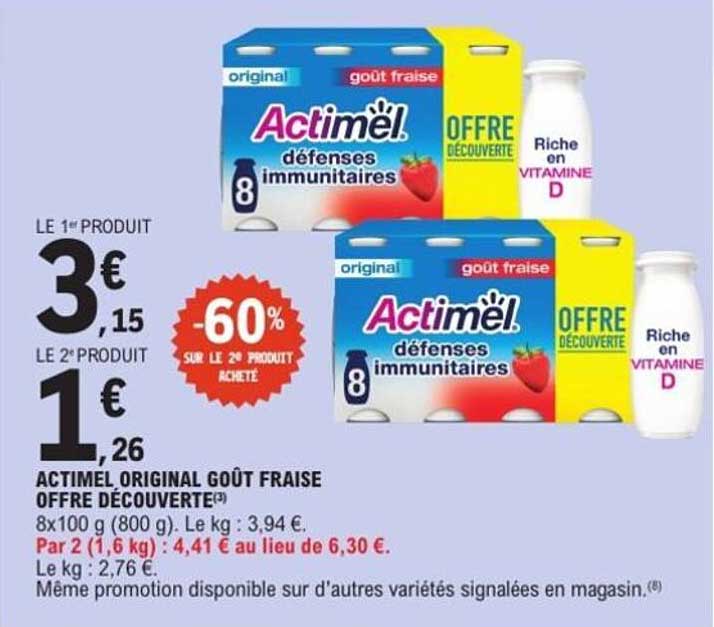 ACTIMEL ORIGINAL GOÛT FRAISE OFFRE DÉCOUVERTE