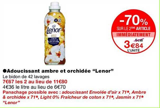 Adoucissant ambre et orchidée “Lenor”