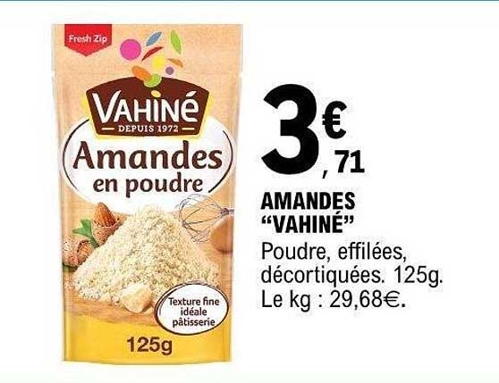AMANDES “VAHINÉ” Poudre, effilées, décortiquées. 125g.