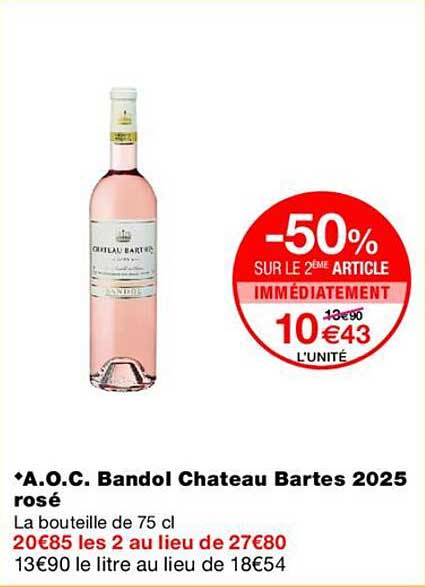 A.O.C. Bandol Chateau Bartes 2025 rosé